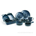 Reactive glazed stoneware dinner set in Deep blue